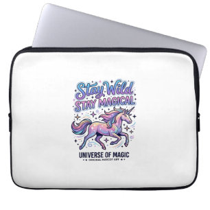 Eenhoorn Blijf Wild Blijf Magisch Commercieel Typo Laptop Sleeve