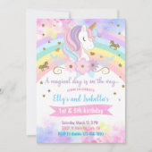 Eenhoorn & bloemen broers en zussen verjaardag uit kaart (Voorkant)