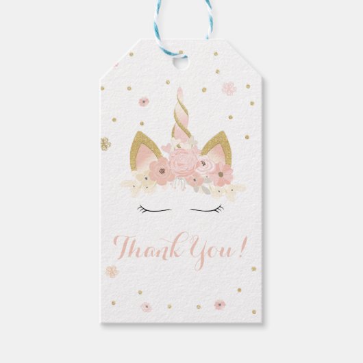 Eenhoorn Bloemen Gift Label Cadeaulabel (Voorkant)