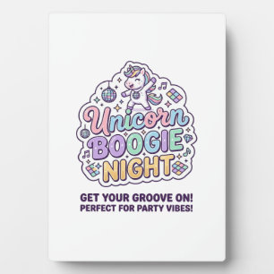 Eenhoorn Boogie Nacht Vet Typografie Grafisch T-sh Fotoplaat