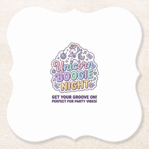 Eenhoorn Boogie Nacht Vet Typografie Grafisch T-sh Kartonnen Onderzetters