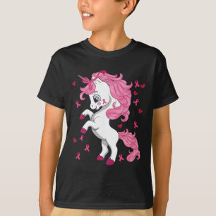 Eenhoorn Borstkanker Bewustzijn Roze Lint Onderste T-shirt