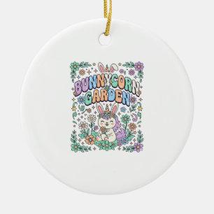 Eenhoorn Bunnycorn Tuin Kawaii Typografie Ontwerp_ Keramisch Ornament