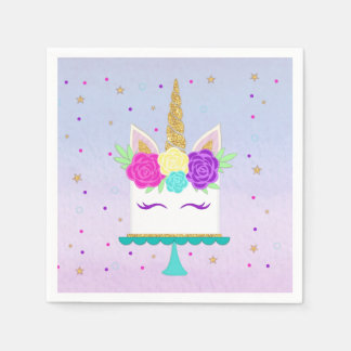 Eenhoorn Cake Party Servet Roze Paarse Goud