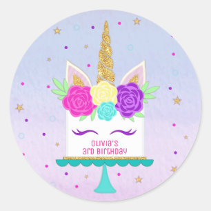 Eenhoorn Cake Stickers Roze Paarse Goud