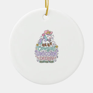 Eenhoorn Cowgirl Eenhoorn Energie Schattig Pastel Keramisch Ornament