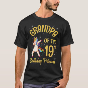 Eenhoorn Dabbing Gelukkige Opa van de 19e Verjaard T-shirt