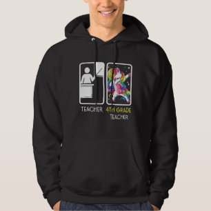 Eenhoorn Dabbing Teacher 4e klas Teacher Back T Hoodie