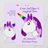 Eenhoorn Design Verjaardagsfeest voor kinderen Kaart (Voorkant / Achterkant)