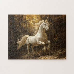 Eenhoorn die door het bosschilderij loopt legpuzzel