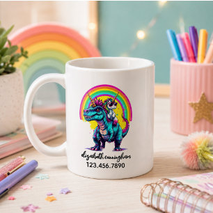 Eenhoorn die op een dinosaurus rijdt Regenboog Naa Koffiemok