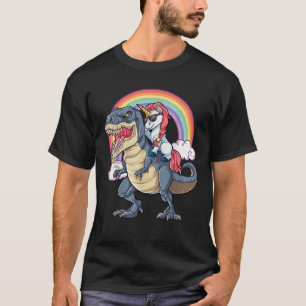 Eenhoorn die op T rex-dinosaurus rijdt Jongens Mei T-shirt