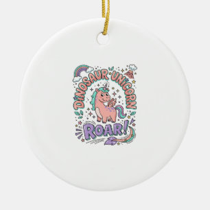 Eenhoorn Dinosaurus Eenhoorn Brul Retro Stijl T-Sh Keramisch Ornament