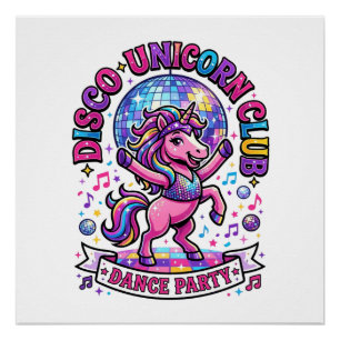 Eenhoorn Disco Eenhoorn Club Commercieel T-shirt G Perfect Poster