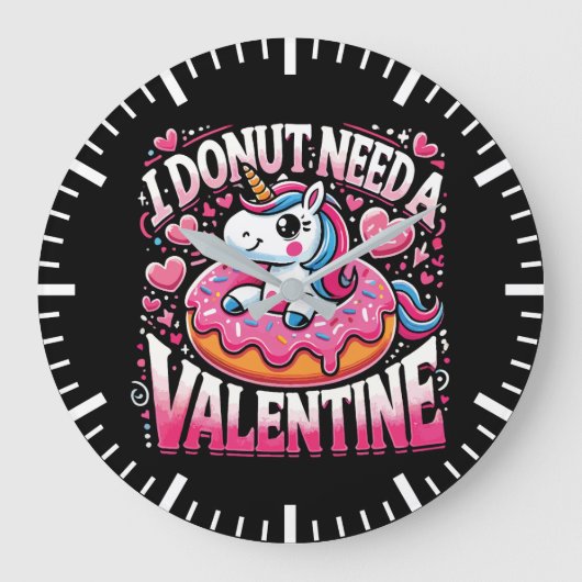 Eenhoorn Donut heeft Valentijn nodig Grappige Anti Grote Klok (Voorkant)