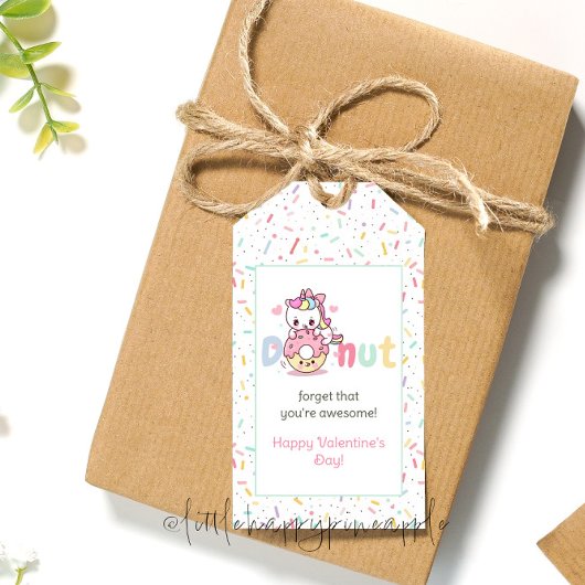Eenhoorn Donut Valentijnsdag Label Cadeaulabel