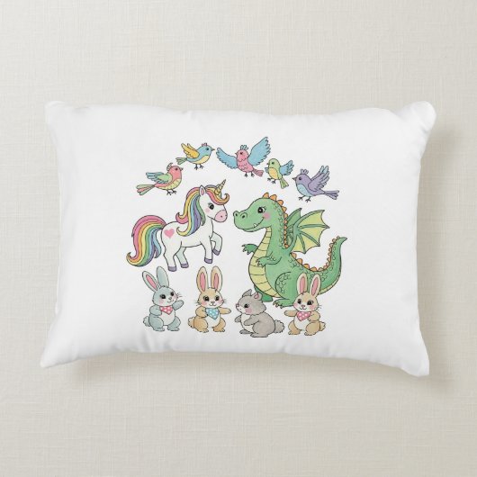 Eenhoorn Draak Dieren Jongeren Dekkussen Accent Kussen (Achterkant)