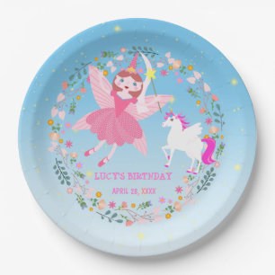 Eenhoorn en Fairy Magic verjaardagsfeestje Papieren Bordje