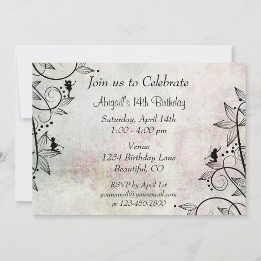 Eenhoorn en feeën magische verjaardag uitnodiging (Achterkant)