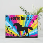 Eenhoorn en feeën Rainbow Verjaardag Uitnodiging (Staand voorkant)