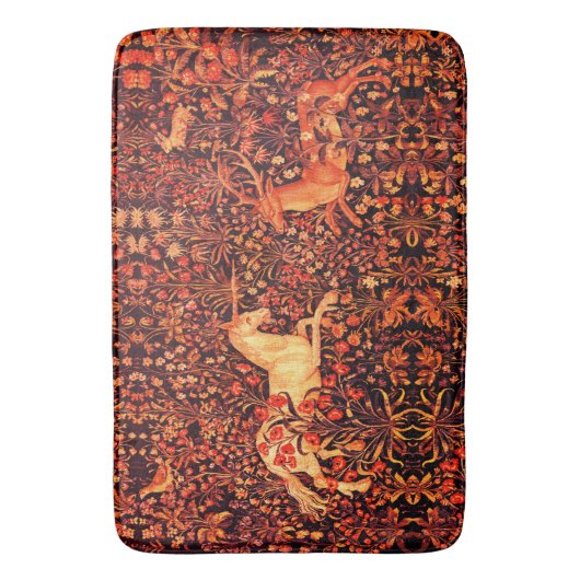 EENHOORN EN HERTEN, BLOEMEN, BOSDIEREN Rode Bloeme Badmat (Voorkant Verticaal)