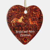 EENHOORN EN HERTEN, BLOEMEN, BOSDIEREN Rode Bloeme Keramisch Ornament (Rechts)