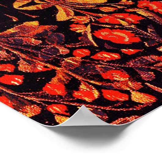 EENHOORN EN HERTEN, BLOEMEN, BOSDIEREN Rode Bloeme Poster (Hoek)