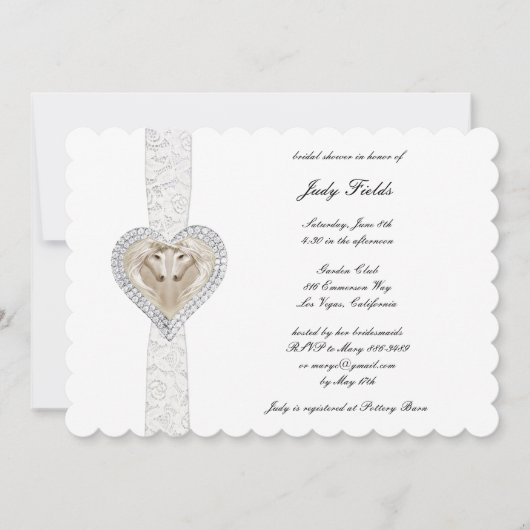 Eenhoorn en kant bruids douche uitnodiging (Voorkant)