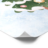 Eenhoorn en kerstboom op sprankelende blauwe lucht poster (Hoek)