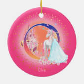 Eenhoorn en Prinses Letter O Monogram Kerst Keramisch Ornament (Achterkant)