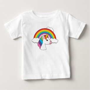 Eenhoorn en regenboog met wolken Kawaii