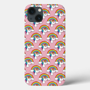 Eenhoorn en Regenboog met Wolken Kawaii iPhone 13 Hoesje