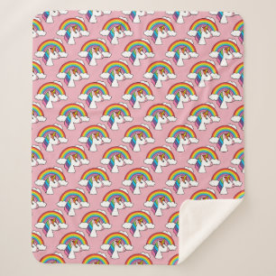 Eenhoorn en Regenboog met Wolken Kawaii Sherpa Deken