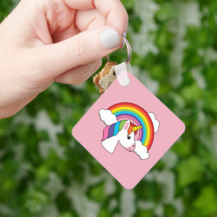 Eenhoorn en Regenboog met Wolken Kawaii Sleutelhanger