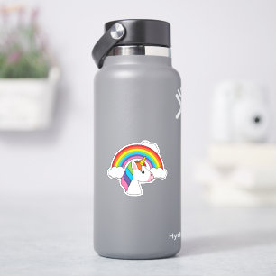 Eenhoorn en Regenboog met Wolken Kawaii Sticker