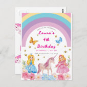 Eenhoorn en regenboog verjaardagsfeest uitnodiging (Voorkant / Achterkant)