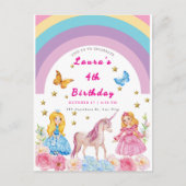 Eenhoorn en regenboog verjaardagsfeest uitnodiging (Voorkant)