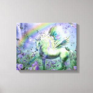 eenhoorn en vlinders canvas afdruk