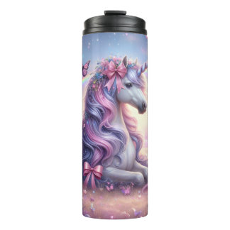 Eenhoorn en vlinders Roze Coquette Fantasy Thermosbeker