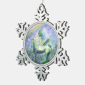 eenhoorn en vlinders tin sneeuwvlok ornament (Rechts)