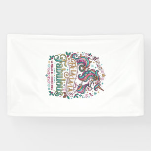 Eenhoorn Fa La La La Prachtig Witte Achtergrond Sc Spandoek