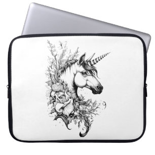 Eenhoorn Fantasy Wild Animal Illustratie Art Tatto Laptop Sleeve
