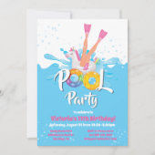 Eenhoorn Flippers Pool Party Kaart (Voorkant)