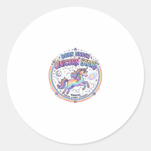 Eenhoorn Geboren Onder Eenhoorn Sterren Grappige P Ronde Sticker