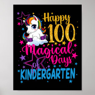 Eenhoorn Gelukkig 100 Magische Dagen Van Kinder Poster