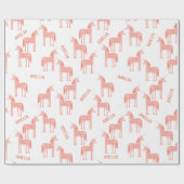 Eenhoorn gepersonaliseerde naam roze cadeaupapier (Vlak)
