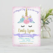 Eenhoorn Gezicht Glitter Magische Pastel Bloemen Kaart (Staand voorkant)