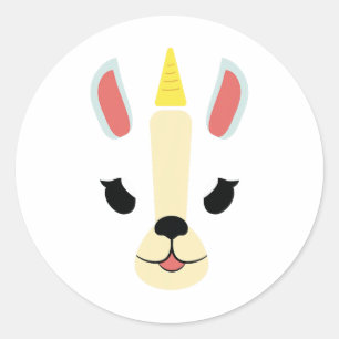 Eenhoorn Gezicht Grappig Boze Schattigee Halloween Ronde Sticker