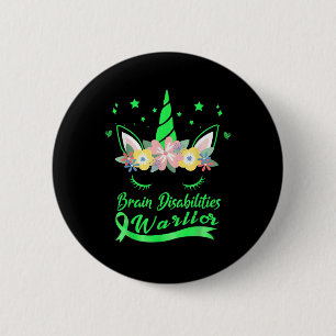 Eenhoorn Gezicht Hersenen Disabilities Awareness Ronde Button 5,7 Cm
