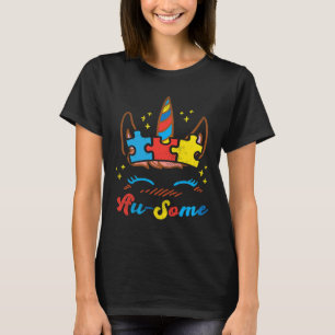 Eenhoorn Gezicht Puzzel Autisme Bewustzijn Vraag M T-shirt